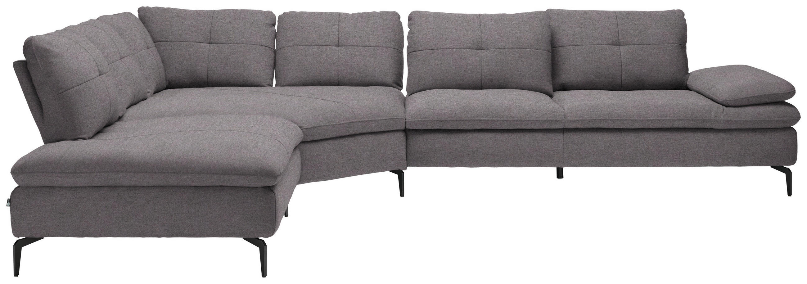 ECKSOFA in Flachgewebe Anthrazit  - Anthrazit/Schwarz, Design, Textil/Metall (271/344cm) - Chilliano
