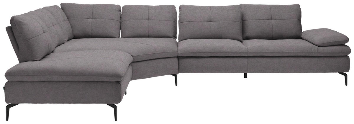 ECKSOFA in Flachgewebe Anthrazit  271/344 cm  - Anthrazit/Schwarz, Design, Textil/Metall (271/344cm) - Chilliano