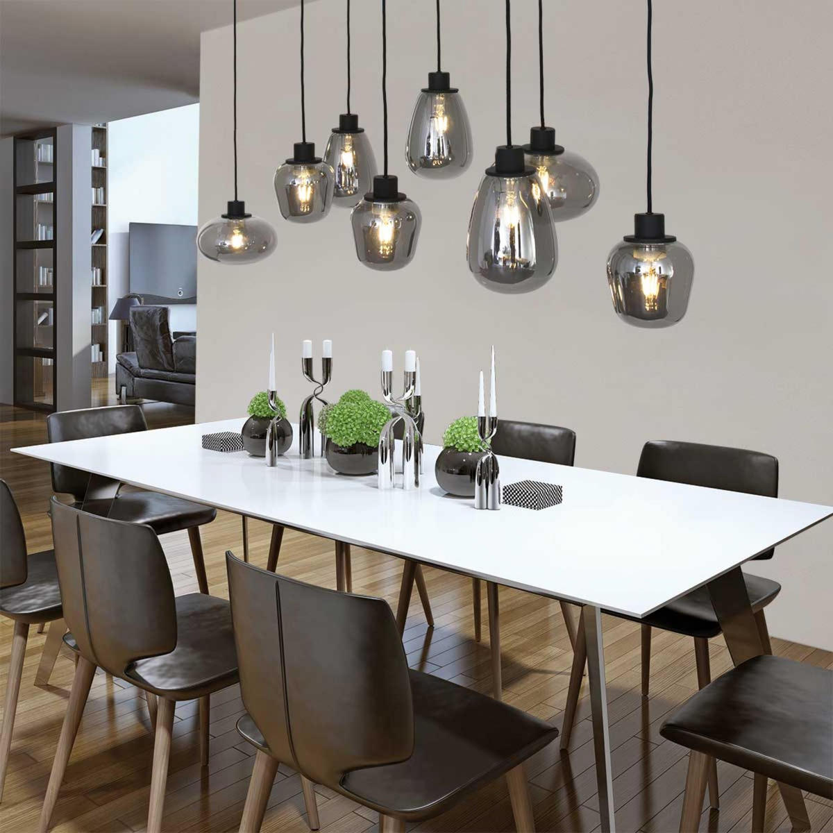 PENDELLEUCHTE  30/20-180/145 cm   - Schwarz, Trend, Glas/Metall (30/20-180/145cm)