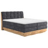 BOXSPRINGBETT 160/200 cm,  in Anthrazit, gepolstertes Kopfteil, Bettkasten, Topper, Matratzen, H2 + H4 = mittel + sehr fest  - Anthrazit/Schwarz, Natur, Holz/Textil (160/200cm)