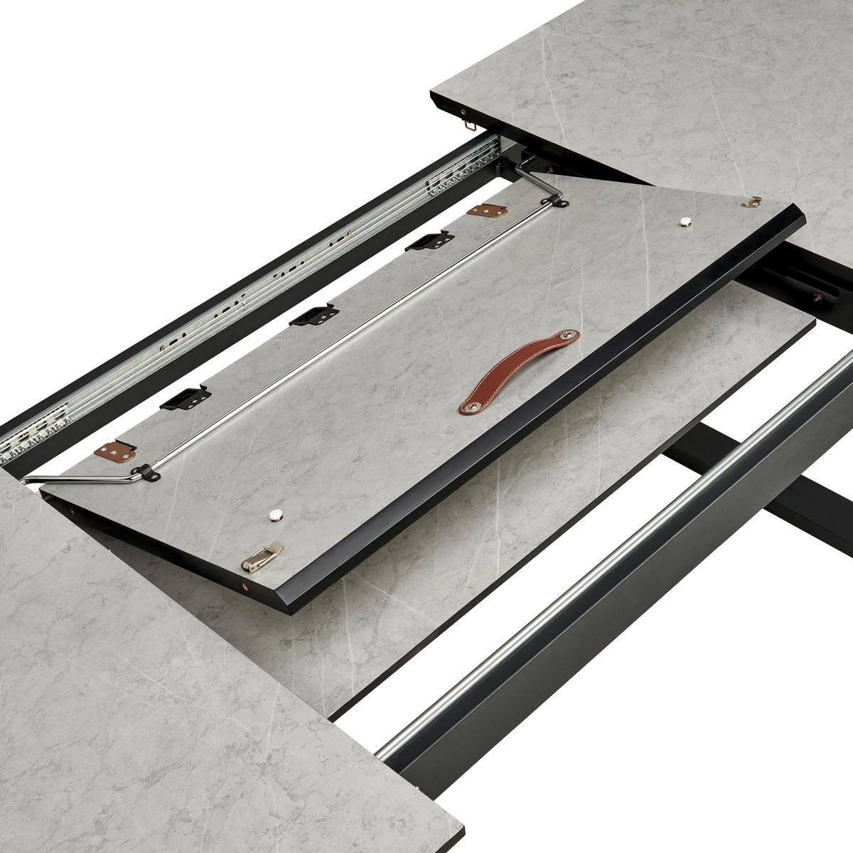 ESSTISCH in Metall, Holzwerkstoff   - Schwarz/Grau, KONVENTIONELL, Holzwerkstoff/Metall (180-260/76/90cm) - MID.YOU