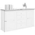 SIDEBOARD Grau, Weiß Einlegeböden  - Weiß/Grau, LIFESTYLE, Holzwerkstoff/Metall (160/89/43cm) - Hom`in