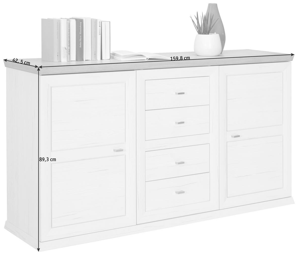 SIDEBOARD 160/89/43 cm  in Grau, Weiß  - Weiß/Grau, LIFESTYLE, Holzwerkstoff/Metall (160/89/43cm) - Hom`in