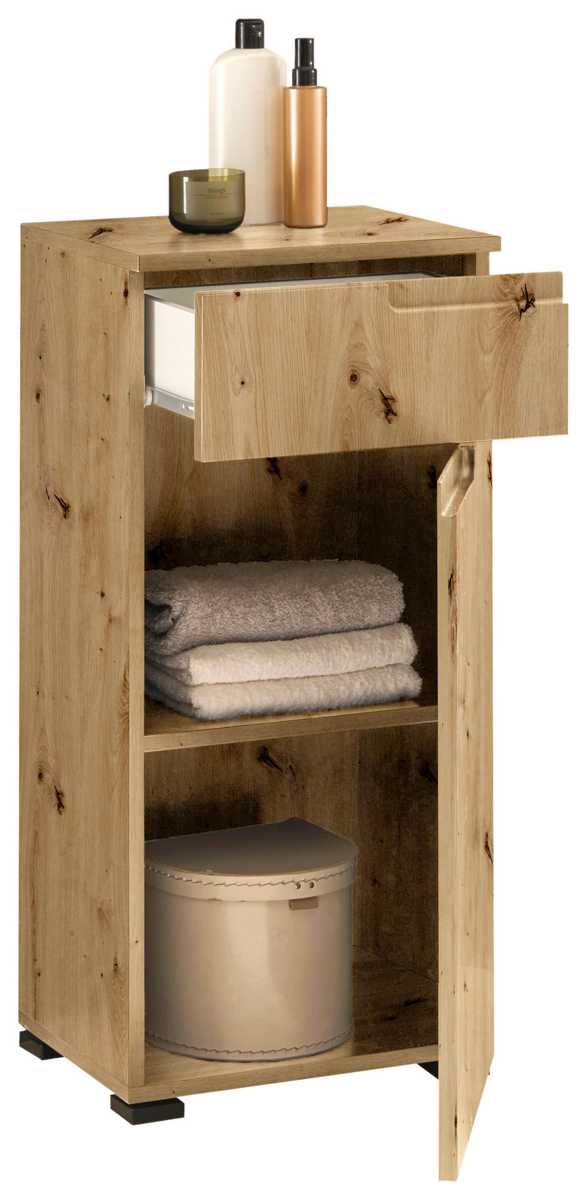 UNTERSCHRANK in   - Schwarz/Eiche Artisan, Modern, Holzwerkstoff/Kunststoff (40/85/32cm) - MID.YOU