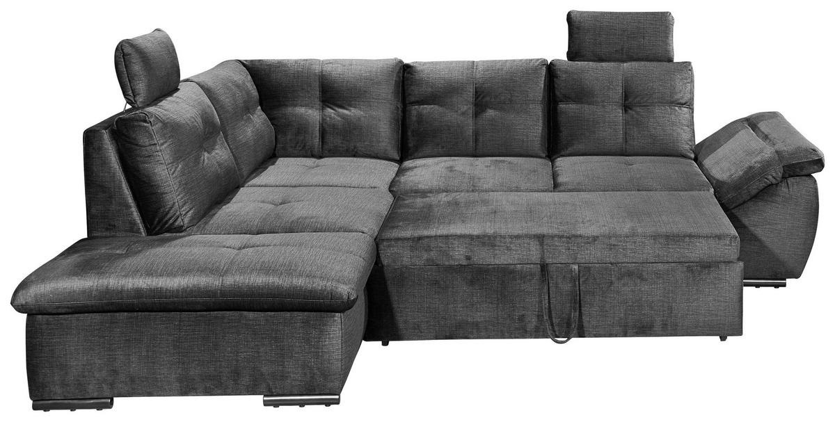 ECKSOFA in Mikrovelours Schwarz  - Schwarz, Konventionell, Kunststoff/Textil (217/265cm) - Carryhome