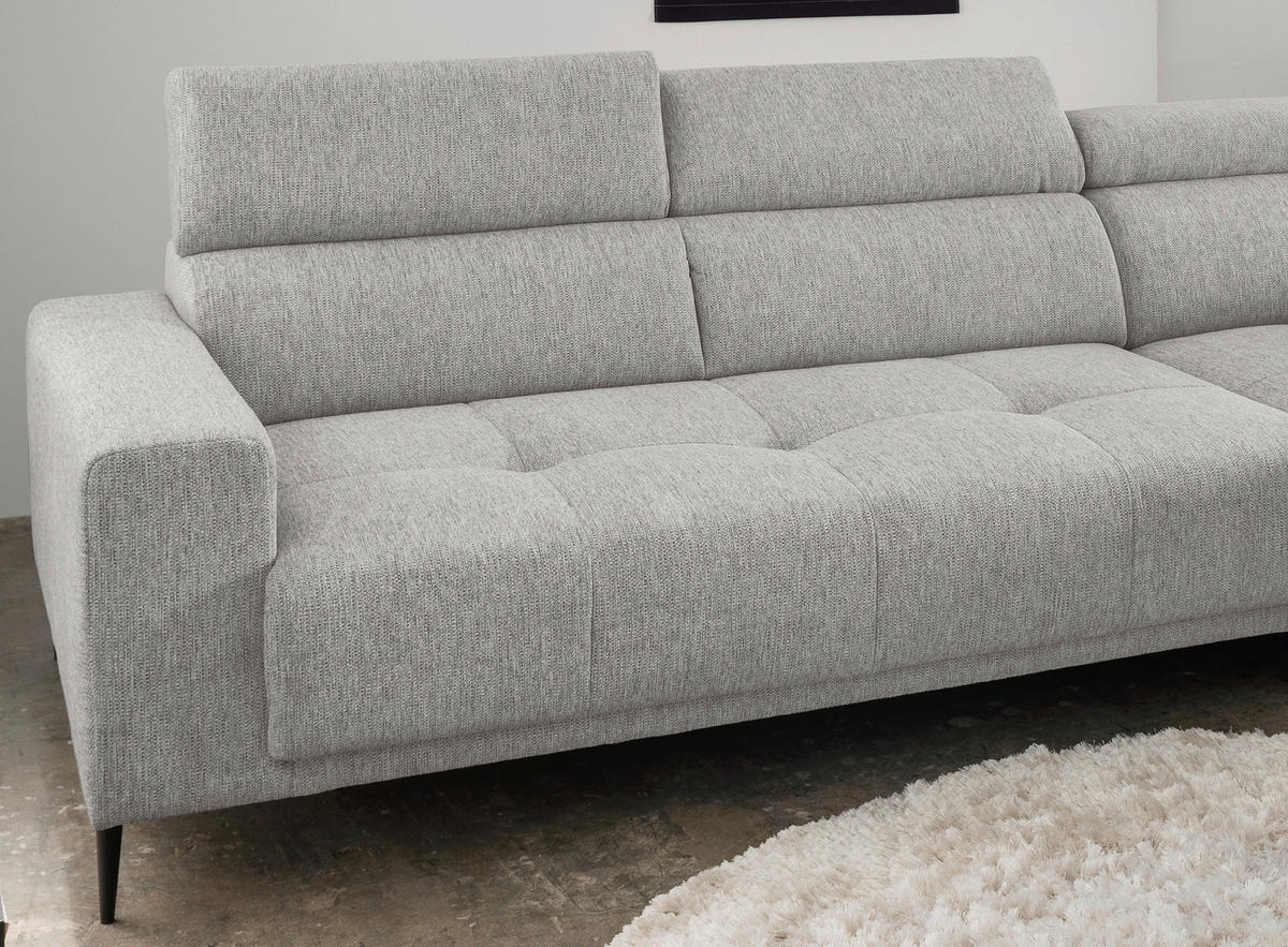 ECKSOFA in Chenille Grau  276/188 cm  - Schwarz/Grau, KONVENTIONELL, Textil/Metall (276/188cm) - Livetastic