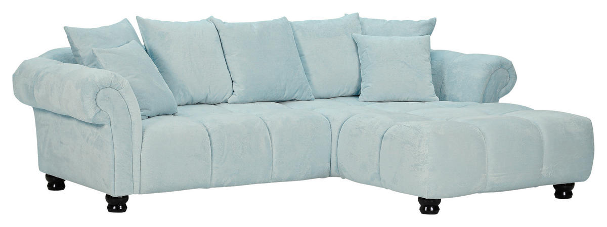 ECKSOFA Mintgrün Plüsch  - Dunkelbraun/Mintgrün, KONVENTIONELL, Holz/Textil (288/190cm) - Carryhome