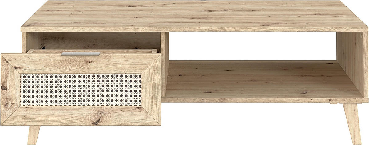 COUCHTISCH 120/60/41 cm rechteckig Eiche Artisan, Naturfarben  - Platinfarben/Goldfarben, MODERN, Holzwerkstoff/Kunststoff (120/60/41cm) - Milino