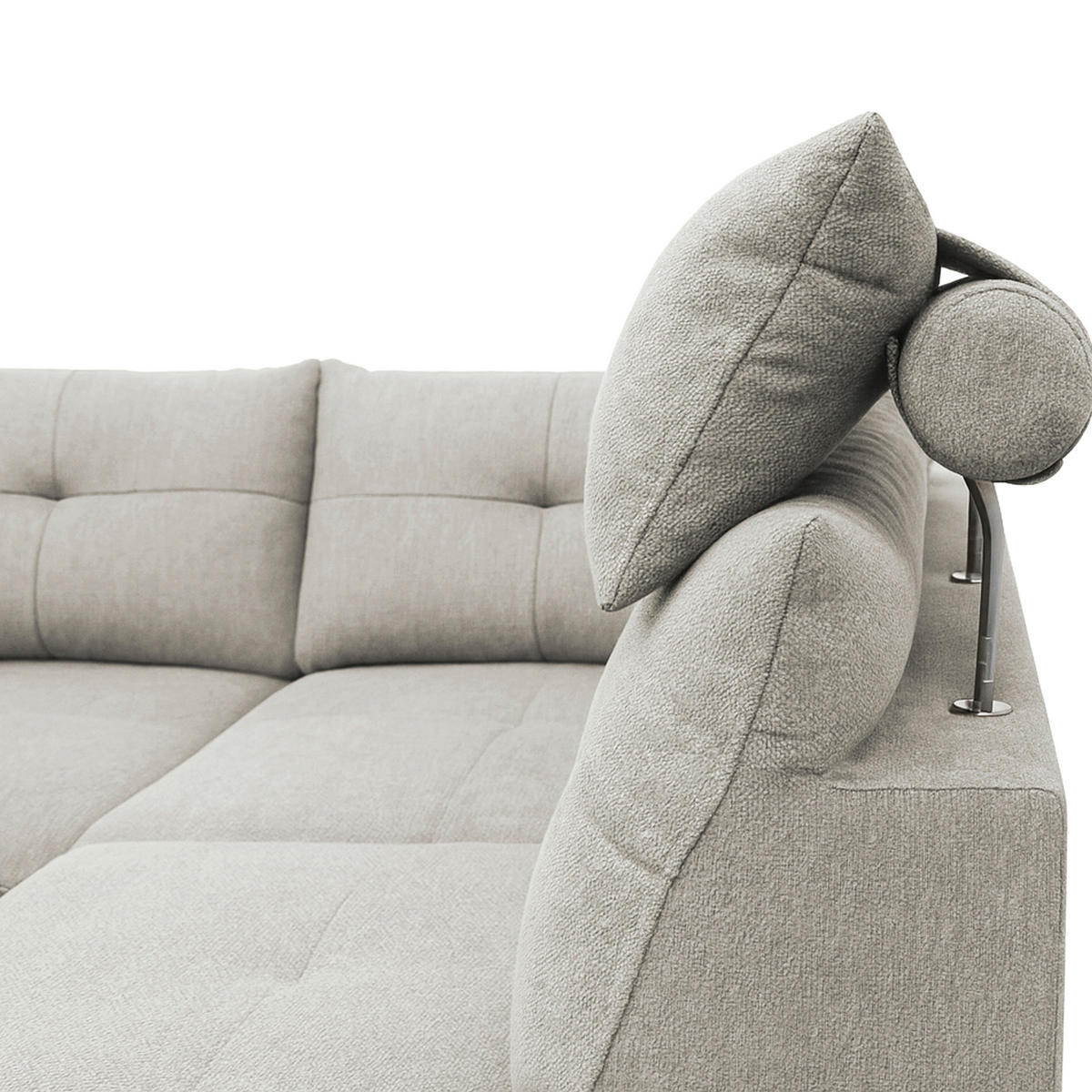 ECKSOFA SOLEI Grau Chenille Zierkissen, Bettkasten, Kopfstütze  - Schwarz/Grau, Design, Kunststoff/Textil (265/203cm) - MID.YOU
