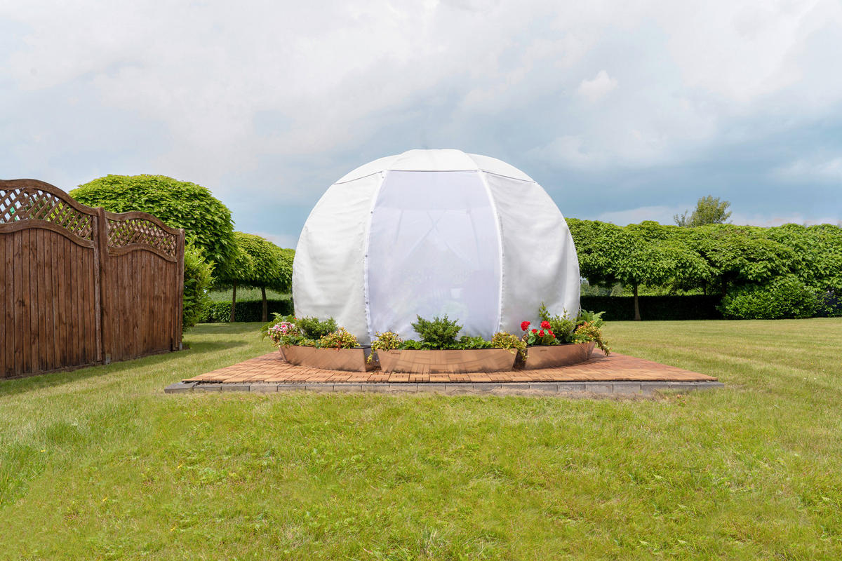 PAVILLON 372/250/372 cm Aluminium  - Silberfarben/Weiß, Basics, Textil/Metall (372/250/372cm)