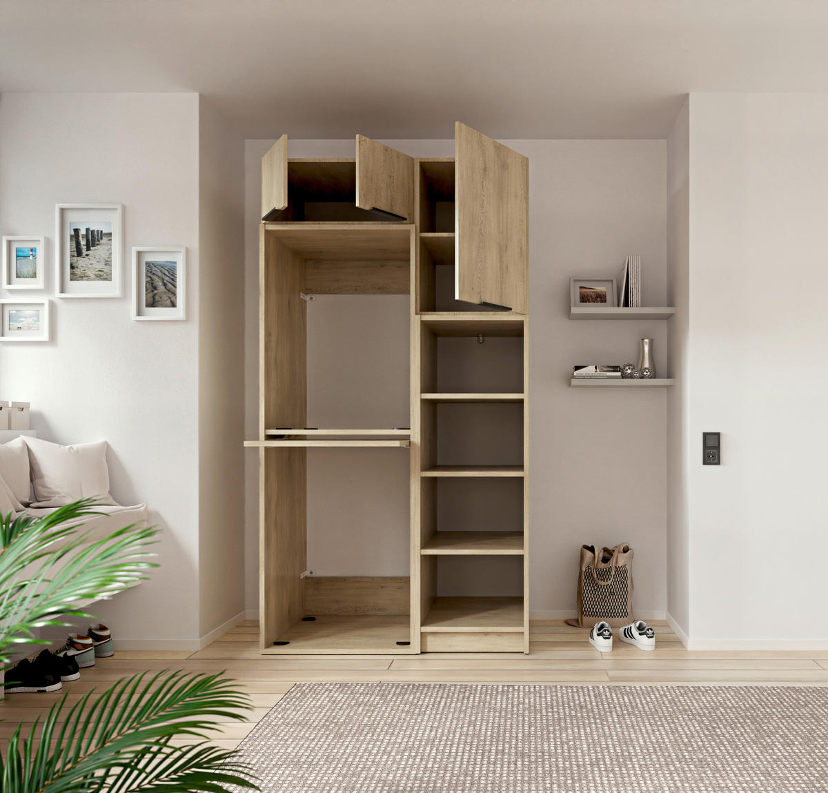 WASCHMASCHINENSCHRANK 70/220/68 cm  in Eichefarben  - Eichefarben/Schwarz, Basics, Holzwerkstoff/Kunststoff (70/220/68cm) - MID.YOU