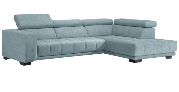 ECKSOFA in Mikrofaser Hellblau  - Schwarz/Hellblau, Design, Textil/Metall (301/207cm) - Xora