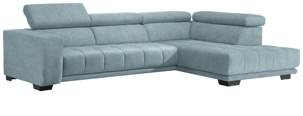 ECKSOFA in Mikrofaser Hellblau  - Schwarz/Hellblau, Design, Textil/Metall (301/207cm) - Xora