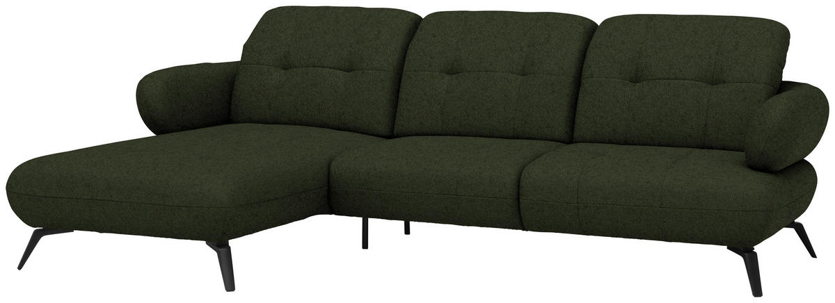 ECKSOFA Chenille Grün  - Schwarz/Grün, Modern, Textil/Metall (180/282cm) - Novel