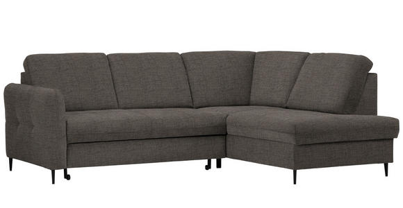 ECKSOFA in Chenille Graubraun  - Graubraun/Schwarz, MODERN, Holz/Textil (241/184cm) - Carryhome