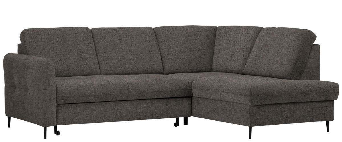 ECKSOFA in Chenille Graubraun  - Graubraun/Schwarz, Modern, Holz/Textil (241/184cm) - Carryhome