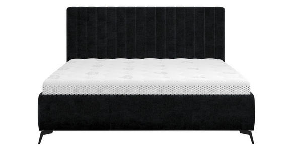 POLSTERBETT gepolstertes Kopfteil, Lattenrost, Bettkasten Schwarz 180/200 cm - Schwarz, KONVENTIONELL, Holz/Textil (180/200cm) - Hom`in
