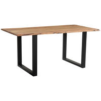 ESSTISCH Echtholz  Holz rechteckig Schwarz, Akaziefarben  - Schwarz/Akaziefarben, Lifestyle, Holz/Metall (160/85cm) - Linea Natura