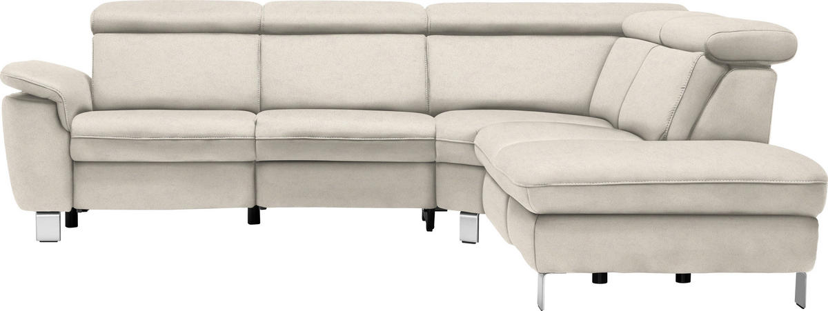 CANAPÉ D'ANGLE in Flachgewebe, Mikrofaser Ecru  - Ecru/Beige, Design, Textil/Metall (271/239cm) - Cantus