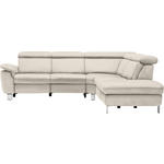 ECKSOFA in Flachgewebe, Mikrofaser Ecru  - Ecru/Beige, Design, Textil/Metall (271/242cm) - Cantus