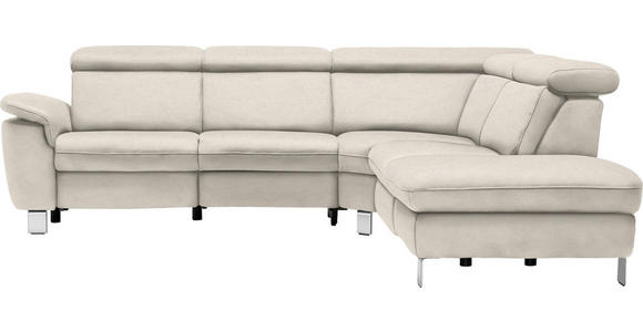 ECKSOFA in Flachgewebe, Mikrofaser Ecru  - Ecru/Beige, Design, Textil/Metall (271/242cm) - Cantus