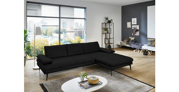 ECKSOFA in Echtleder Schwarz 310/180 cm - Schwarz, Design, Leder/Metall (310/180cm) - Dieter Knoll