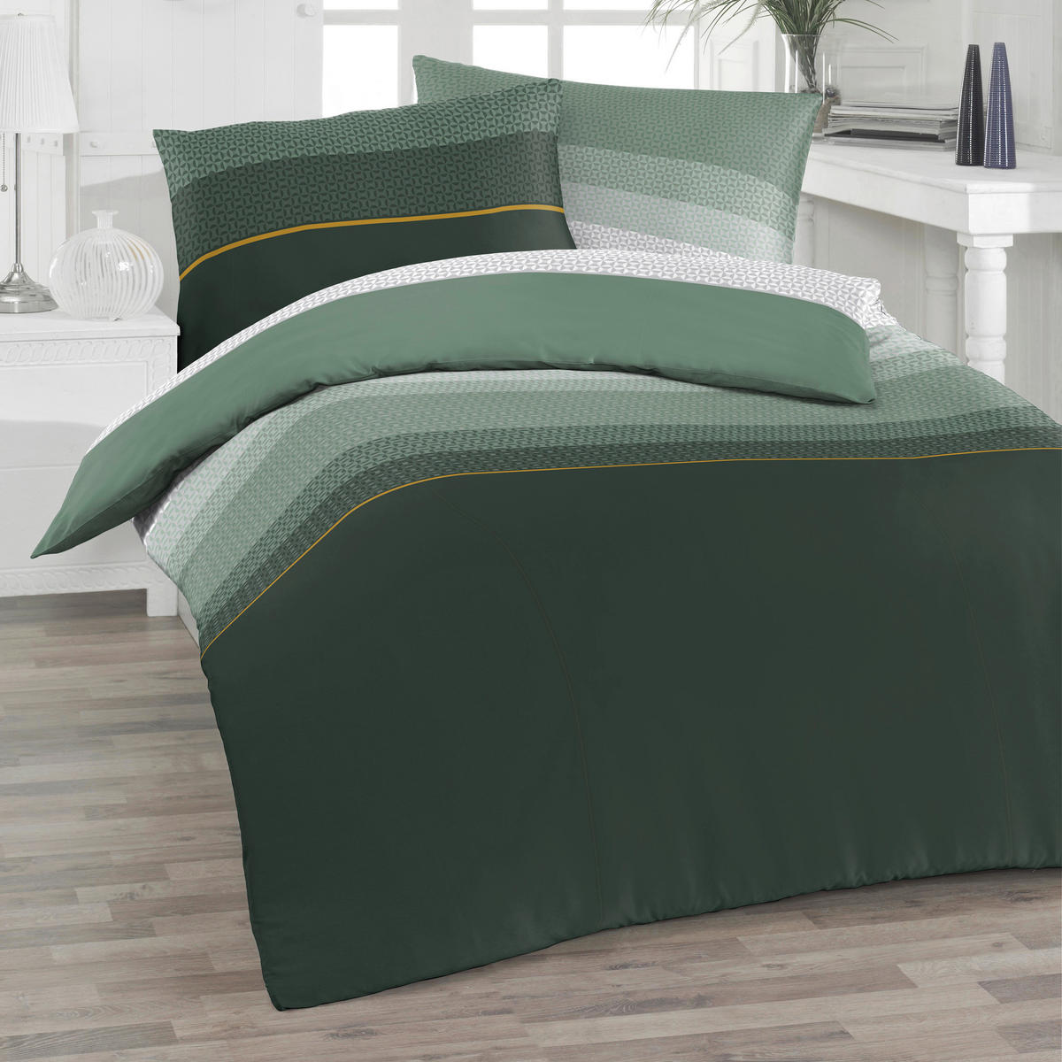 BETTWÄSCHE Satin 200/200 cm  - Dunkelgrün, Design, Textil (200/200cm) - Florella