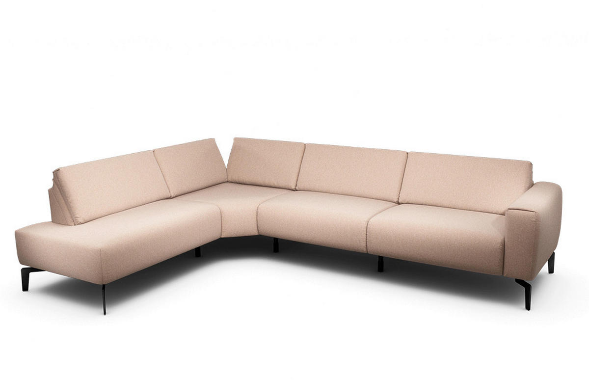 ECKSOFA Cosy Rosa Chenille  - Schwarz/Rosa, Design, Textil/Metall (213/296cm) - SENSOO