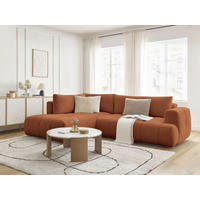 ECKSCHLAFSOFA FUJI Leinenoptik Orange  inkl.  - Schwarz/Orange, MODERN, Kunststoff/Textil (204/282cm)