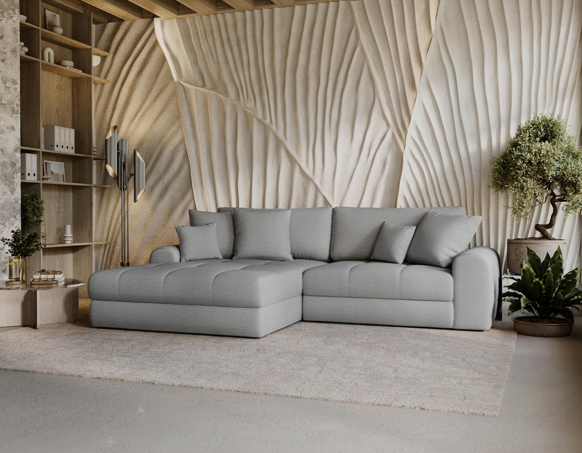 ECKSOFA LORSON Grau Struktur  - Beige/Schwarz, Design, Kunststoff/Textil (208/290cm) - Livetastic