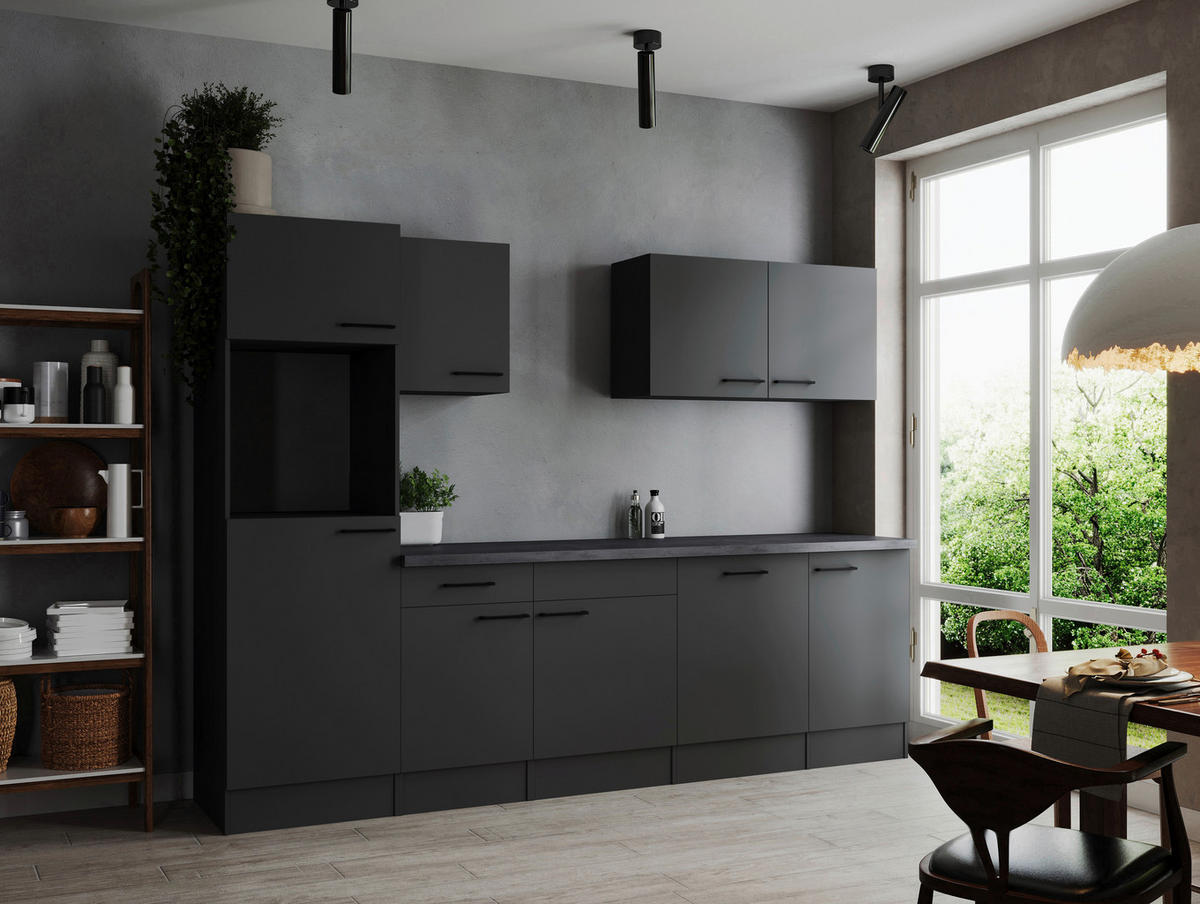 MODULKÖK UTAN VITVAROR 280 cm   i mörkgrå  - mörkgrå/svart, Design, metall/trämaterial (280cm) - Respekta