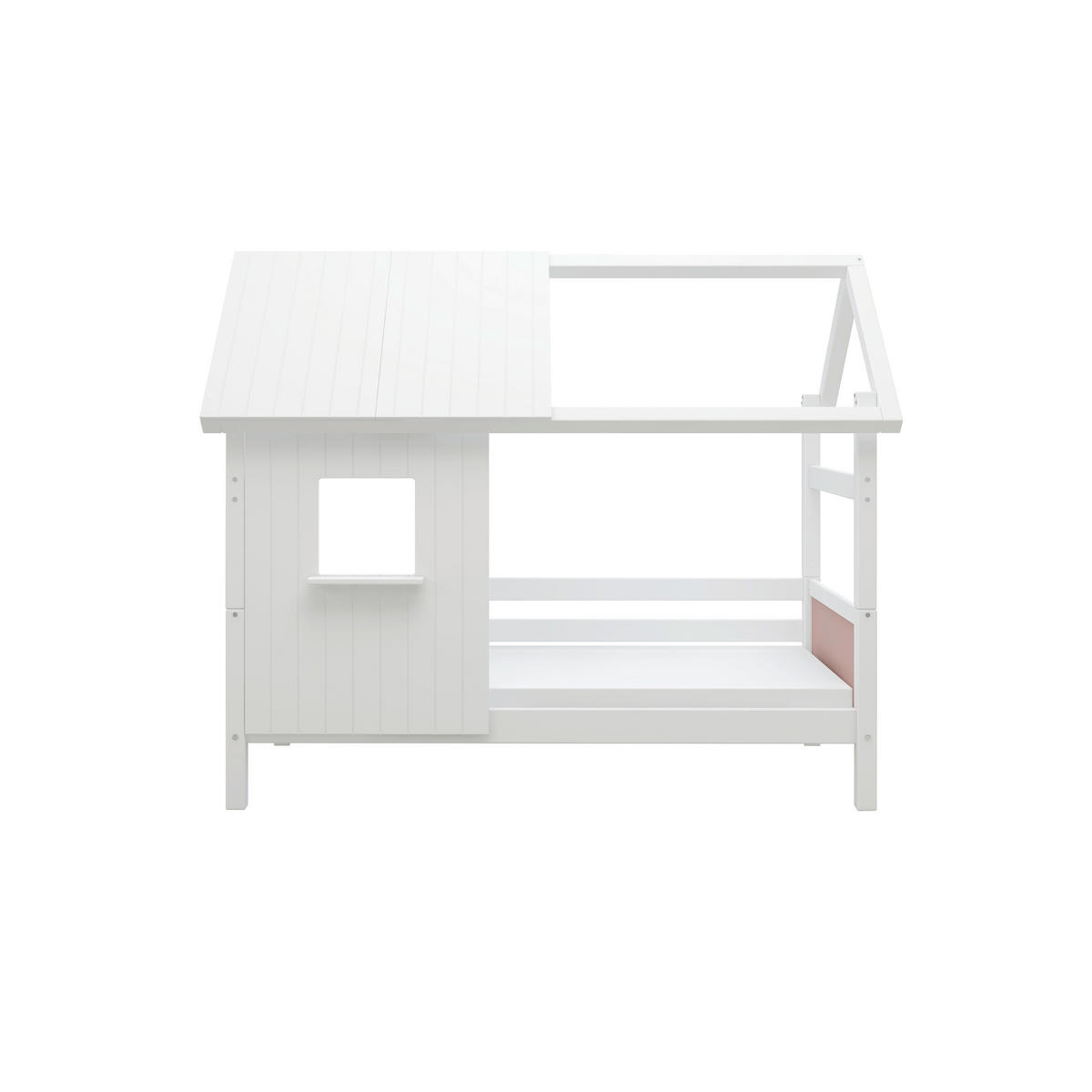 HAUSBETT 90/200 cm,  in Rosa, Weiß, Rollrost  - Rosa/Weiß, MODERN, Holz (90/200cm) - Chameo