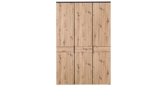 DREHTÜRENSCHRANK 3-türig Anthrazit, Eiche Artisan  - Anthrazit/Eiche Artisan, Design, Holzwerkstoff/Metall (136/210/61cm) - Venda
