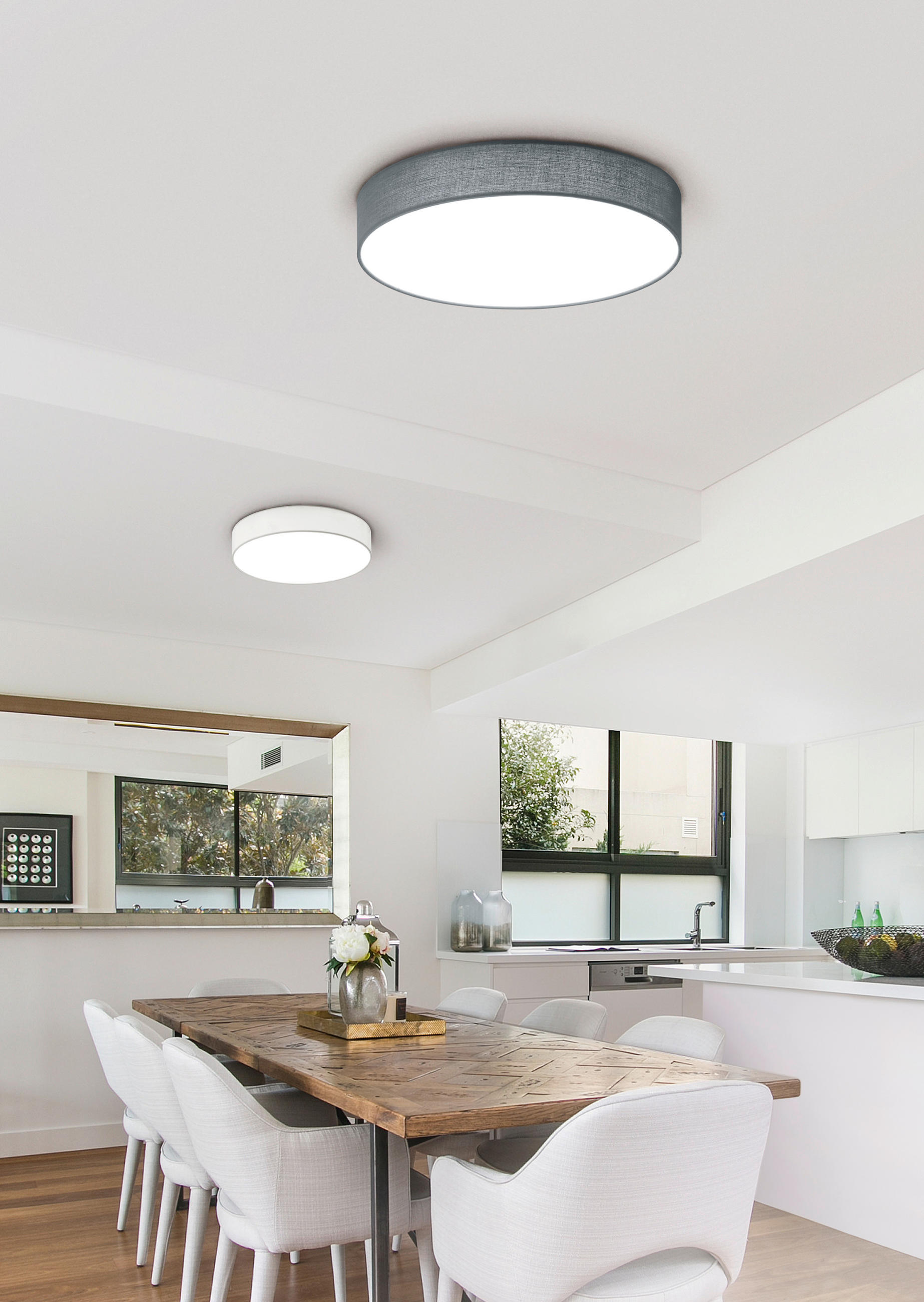 LED-DECKENLEUCHTE  40/10,5 cm    - Grau/Nickelfarben, Konventionell, Textil/Metall (40/10,5cm) - Trio Leuchten