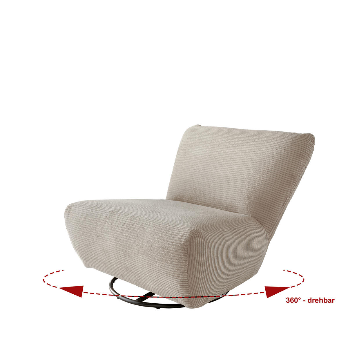 XXL-SESSEL in Cord Beige  - Beige/Schwarz, Trend, Textil/Metall (95/77/94cm) - Livetastic