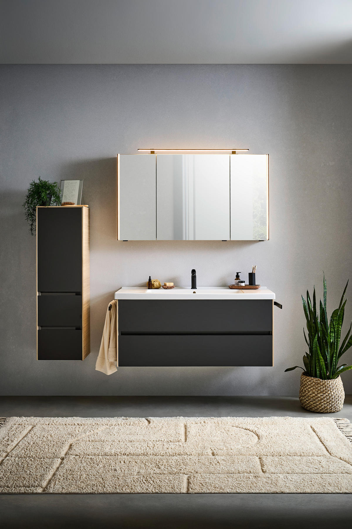 WASCHTISCHKOMBI 121 cm  - Eichefarben/Lavagrau, Design, Keramik/Holzwerkstoff (121cm) - Dieter Knoll