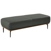 HOCKER in Holz, Leder Anthrazit  - Anthrazit/Bronzefarben, Design, Leder/Holz (151/44/61cm) - Valnatura