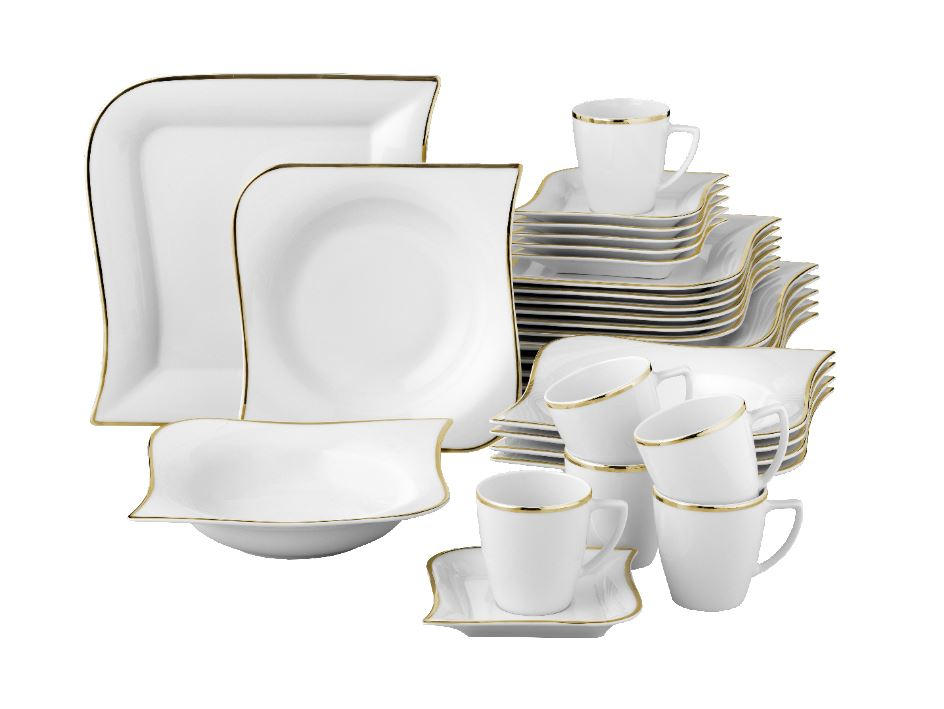 KOMBISERVICE 30-teilig Goldline  - Basics, Keramik (36/33/28,5cm) - Van Well