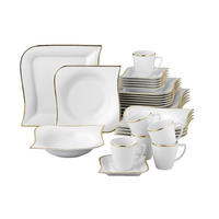 KOMBISERVICE Weiß, Goldfarben Goldline 30-teilig 6 Personen  - Goldfarben/Weiß, Basics, Keramik (36/33/28,5cm) - Van Well