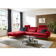 ECKSOFA in Echtleder Rot  195/308 cm  - Rot/Schwarz, Design, Leder/Metall (195/308cm) - Dieter Knoll