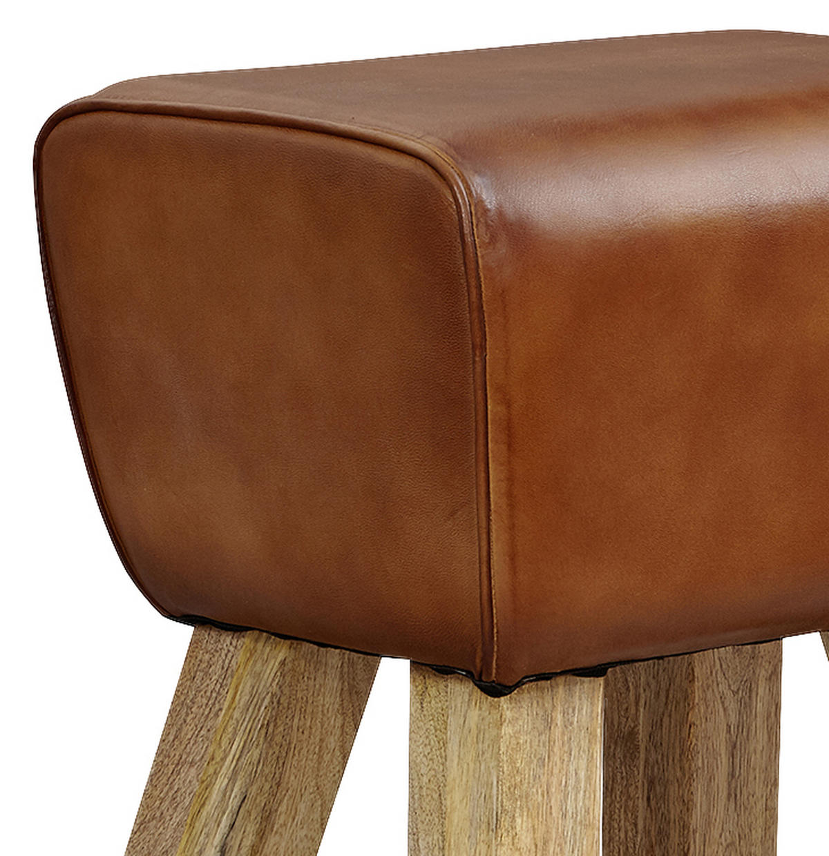 BARHOCKER in Leder Braun  - Braun, Natur, Leder/Holz (43/75/29,5cm) - MID.YOU