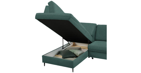 ECKSOFA in Chenille Grün  - Schwarz/Grün, MODERN, Holz/Textil (184/241cm) - Carryhome