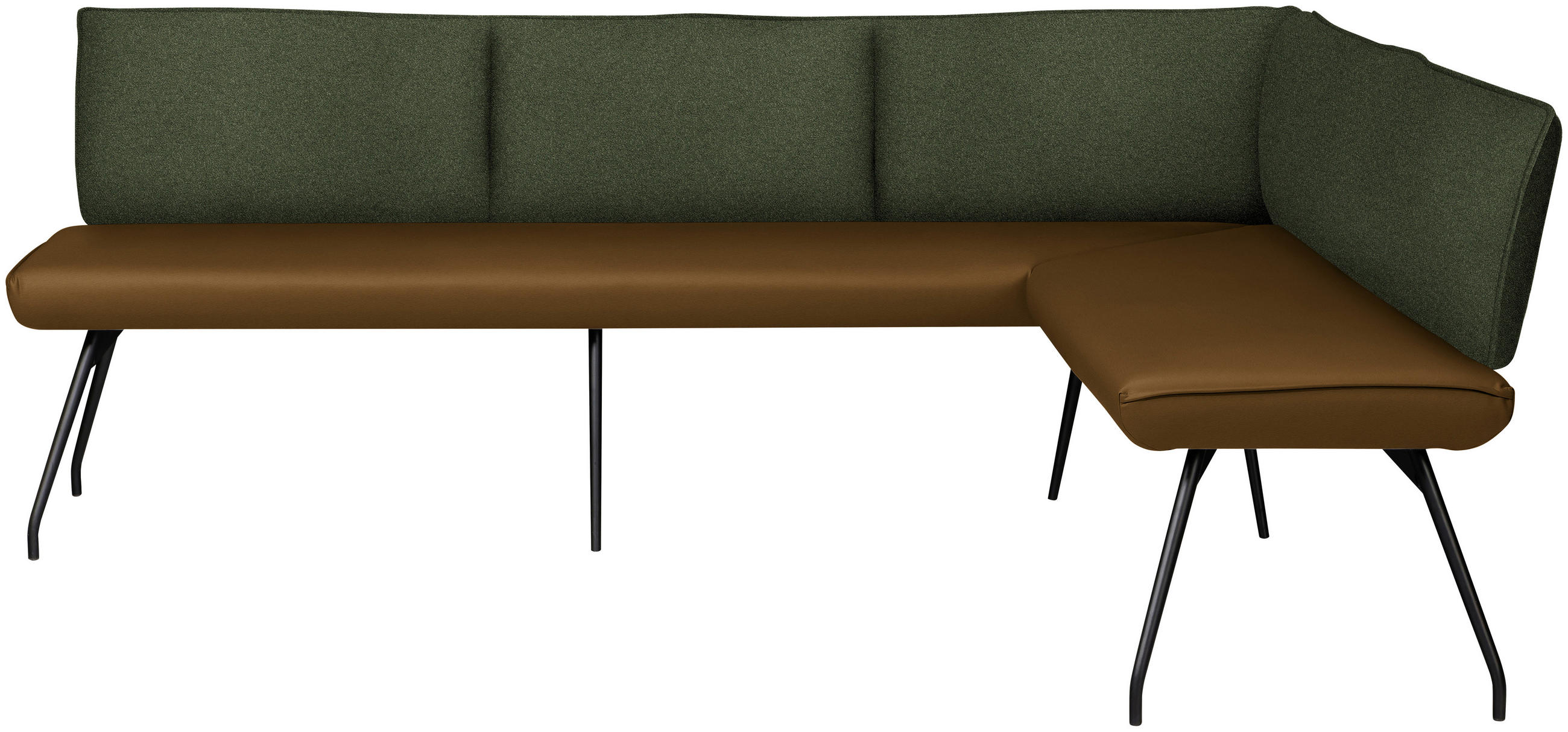 ECKBANK 225/155 cm Mikrofaser Olivgrün   - Anthrazit/Schwarz, Design, Textil/Metall (225/155cm) - Moderano