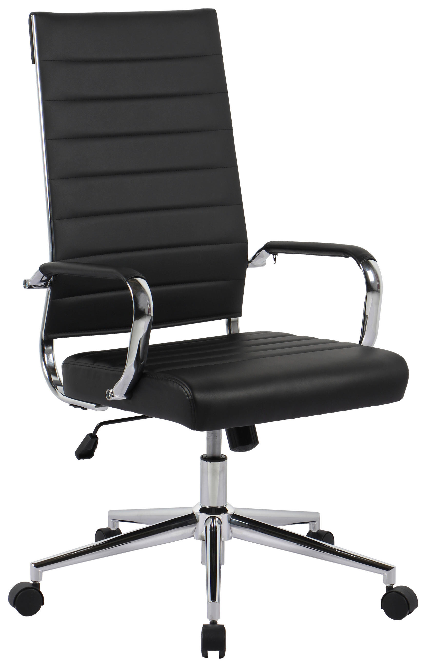 DREHSTUHL Schwarz, Chromfarben  - Chromfarben/Schwarz, Konventionell, Leder/Kunststoff (63,5/104-113/55,5cm) - Venda