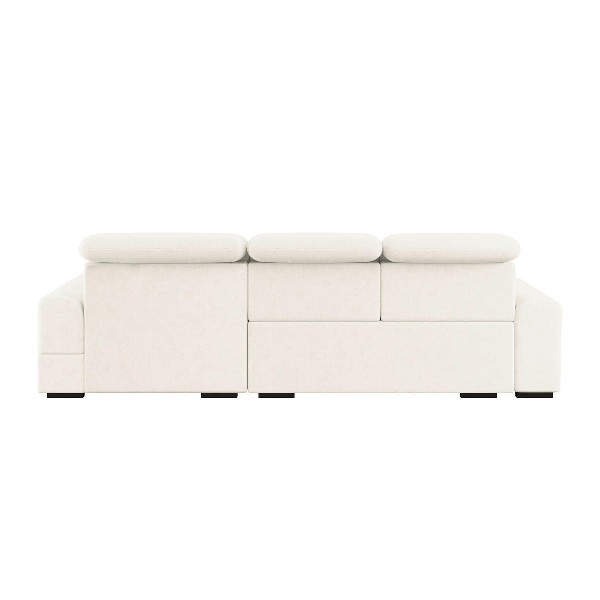 ECKSOFA Elfenbein Chenille Rücken echt, Kopfteilverstellung  - Elfenbein/Schwarz, KONVENTIONELL, Holz/Textil (286/203cm) - MID.YOU