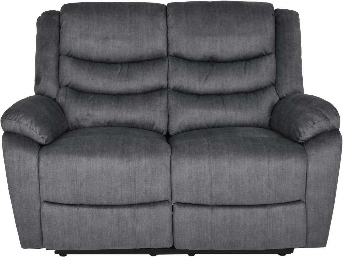 RECLINERSOFFA i mikrofiber grå  - svart/grå, Klassisk, metall/trä (142/103/100cm)