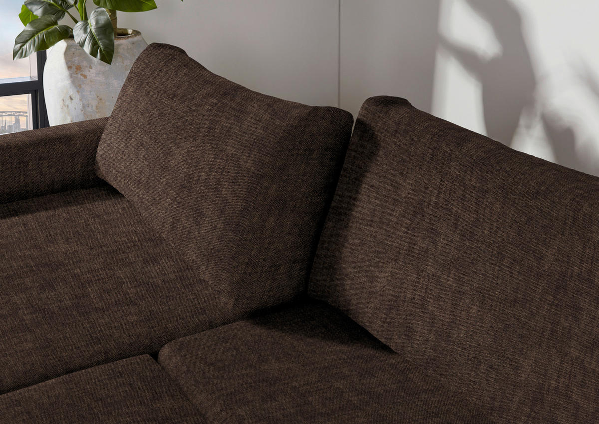 2,5-SITZER in Velours Braun  - Schwarz/Braun, Design, Kunststoff/Textil (240/70/125cm) - Xora