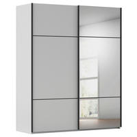 SCHWEBETÜRENSCHRANK 162/223/68 cm 2-türig Grau  - Beige/Hellgrau, KONVENTIONELL, Glas/Holzwerkstoff (162/223/68cm) - Novel