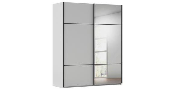 SCHWEBETÜRENSCHRANK  in Grau  - Schwarz/Grau, KONVENTIONELL, Glas/Holzwerkstoff (201/223/68cm) - Novel