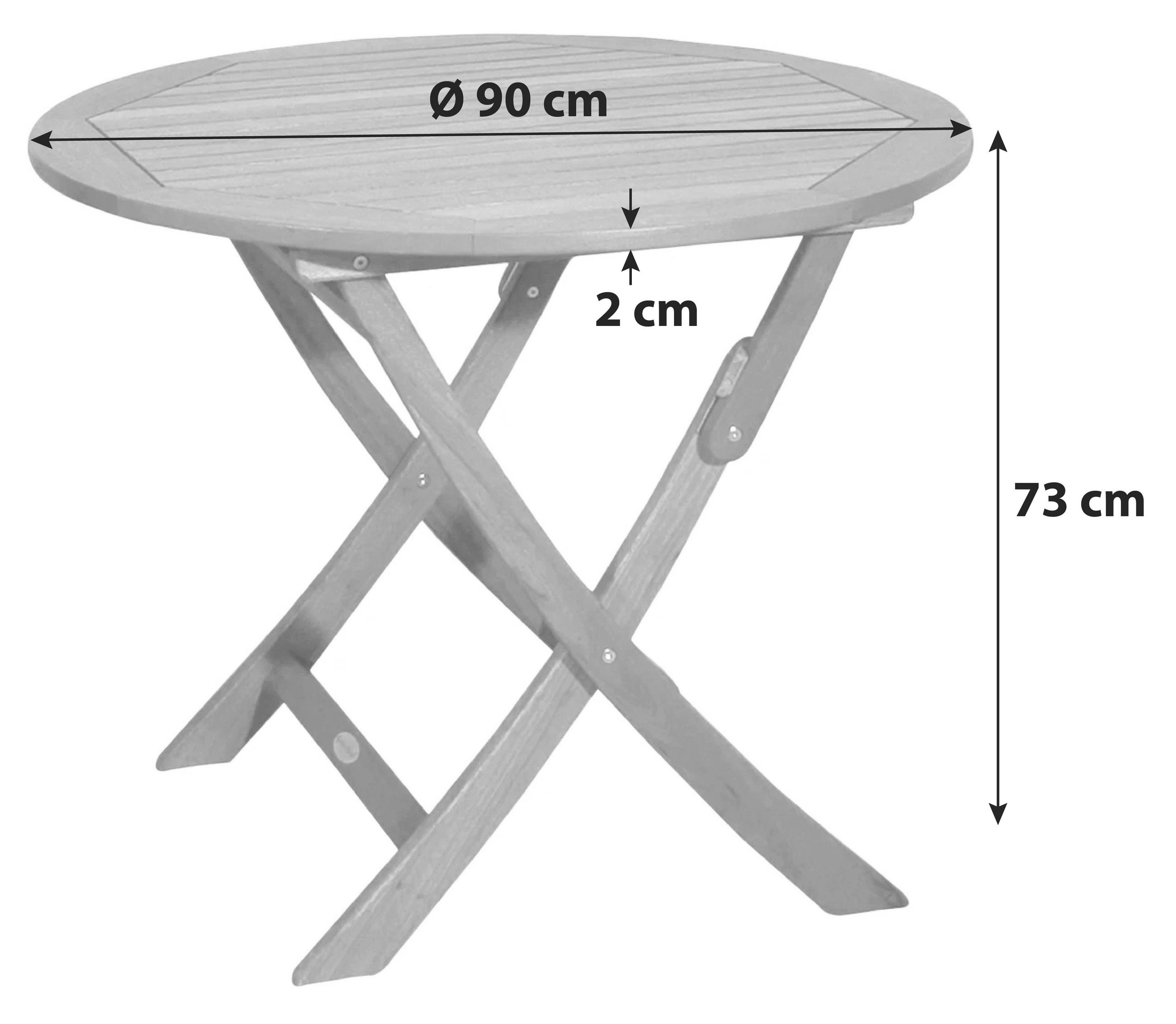 GARTENTISCH 90/73/90 cm Holz rund  - Braun, Basics, Holz (90/73/90cm) - Gardenson